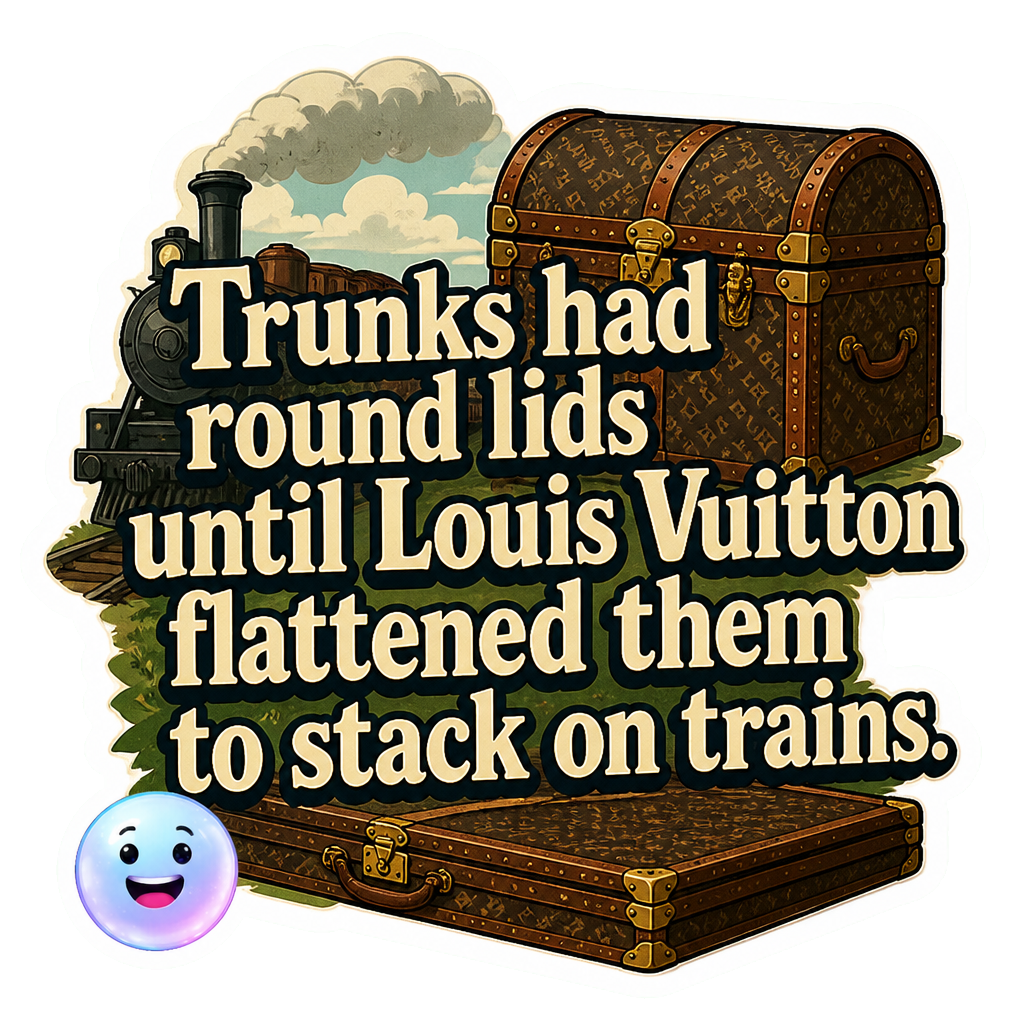Trunks had round lids until Louis Vuitton flattened them to stack on trains.