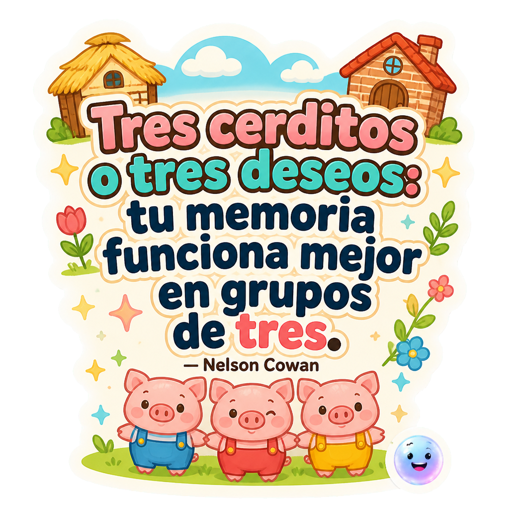 Tres cerditos o tres deseos: tu memoria funciona mejor en grupos de tres.