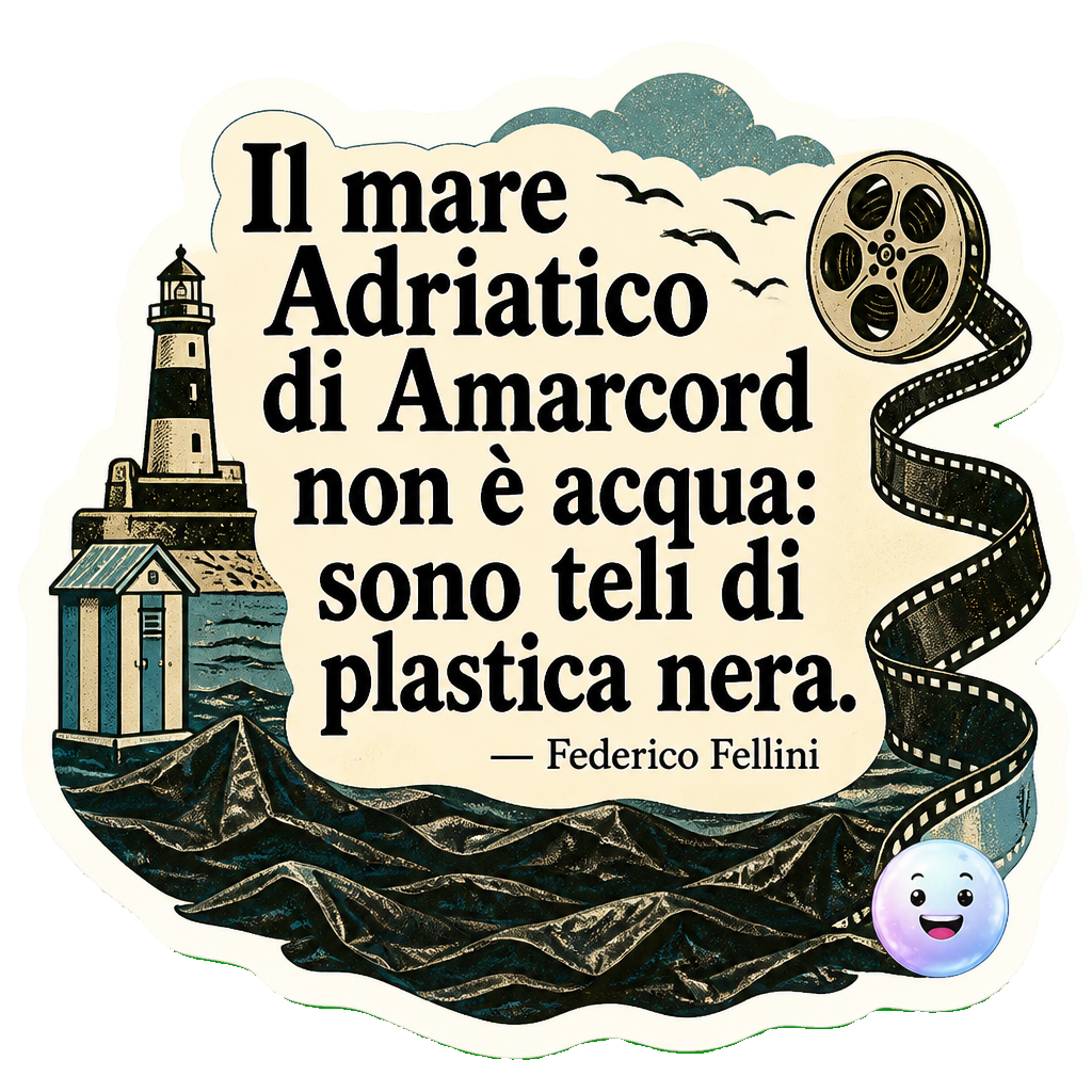 Il mare Adriatico di Amarcord non è acqua: sono teli di plastica nera.