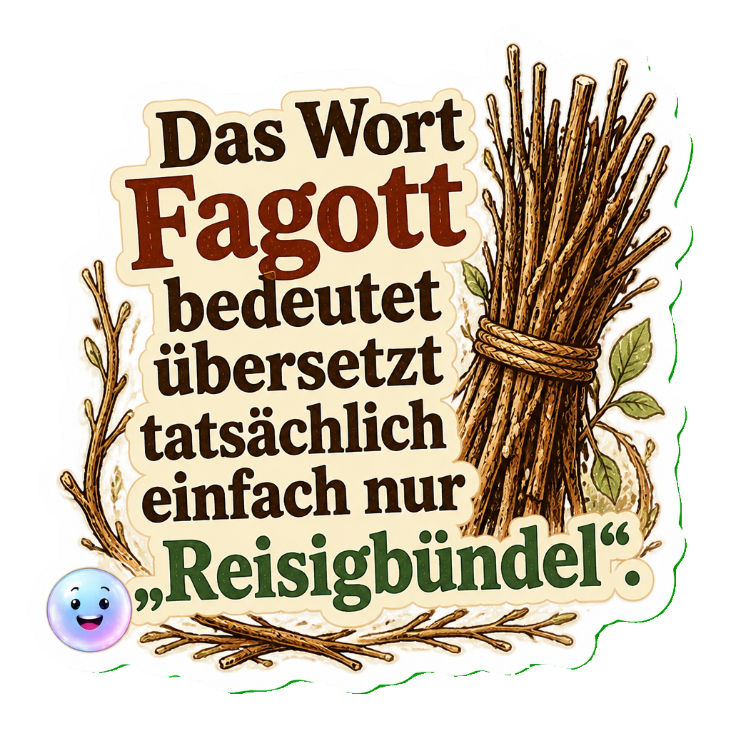 Das Wort Fagott bedeutet übersetzt tatsächlich einfach nur „Reisigbündel“.