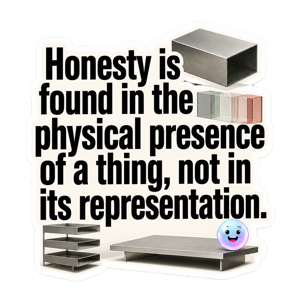 Honesty is found in the physical presence of a thing, not in its representation.