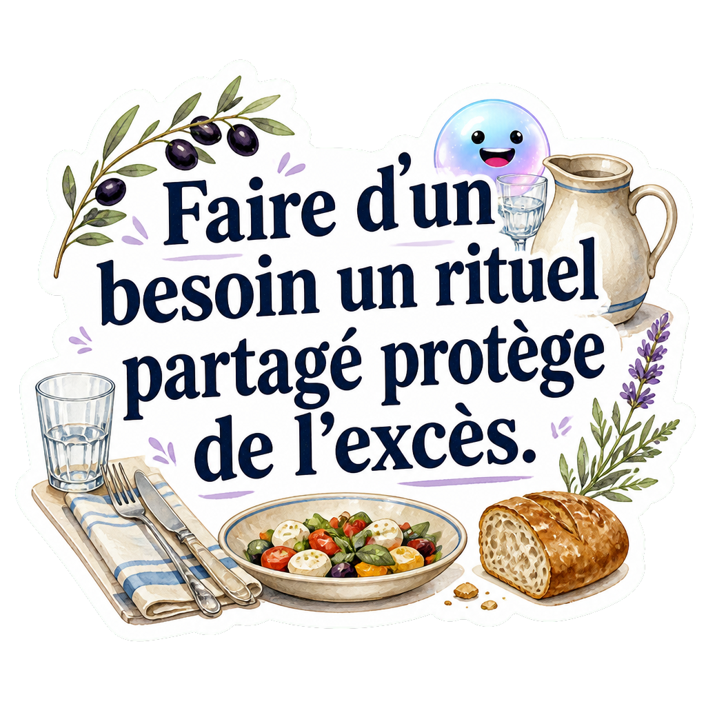 Faire d'un besoin un rituel partagé protège de l'excès.