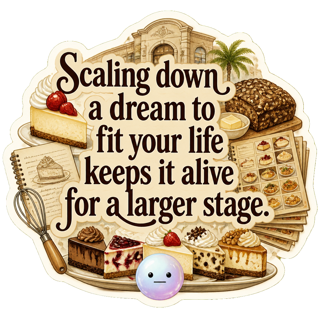 Scaling down a dream to fit your life keeps it alive for a larger stage.