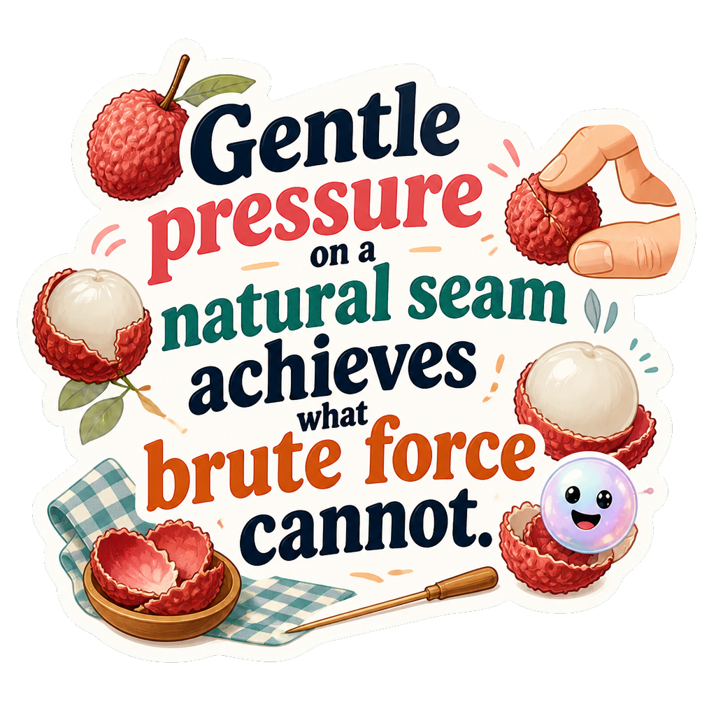 Gentle pressure on a natural seam achieves what brute force cannot.