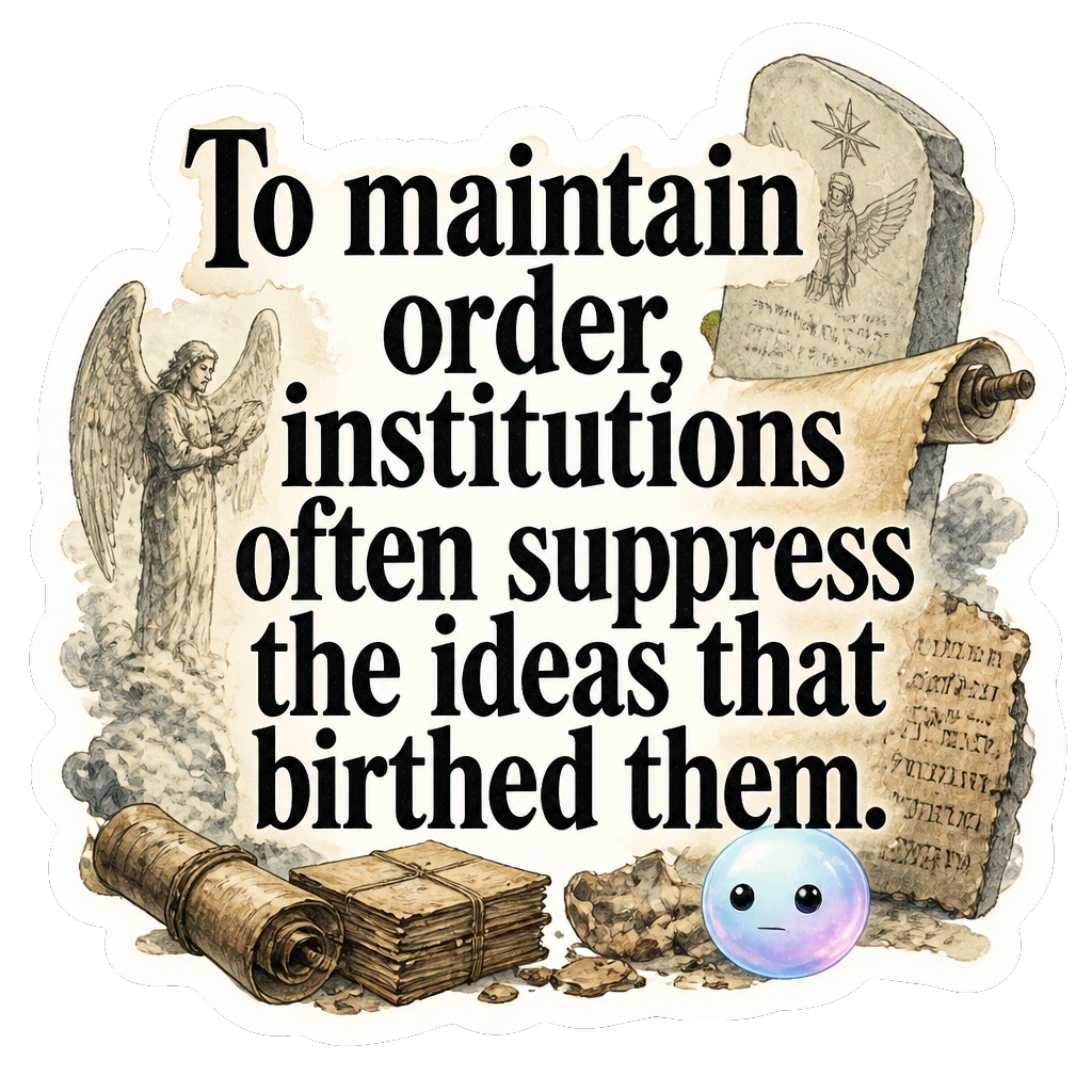 To maintain order, institutions often suppress the ideas that birthed them.