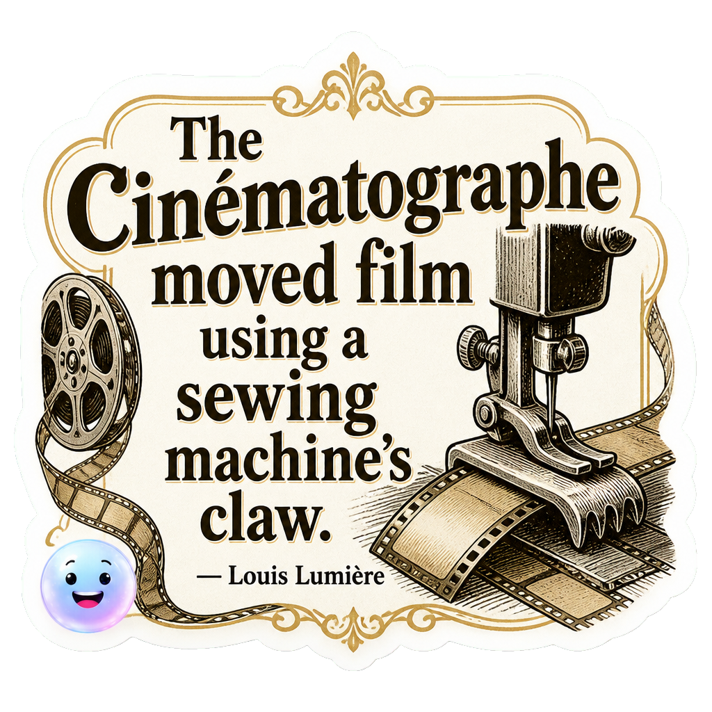 The Cinématographe moved film using a sewing machine's claw.