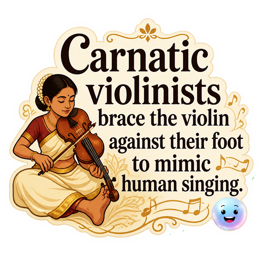 Carnatic violinists brace the violin against their foot to mimic human singing.