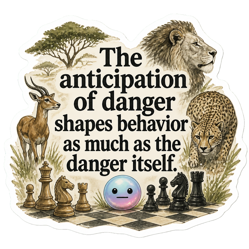 The anticipation of danger shapes behavior as much as the danger itself.