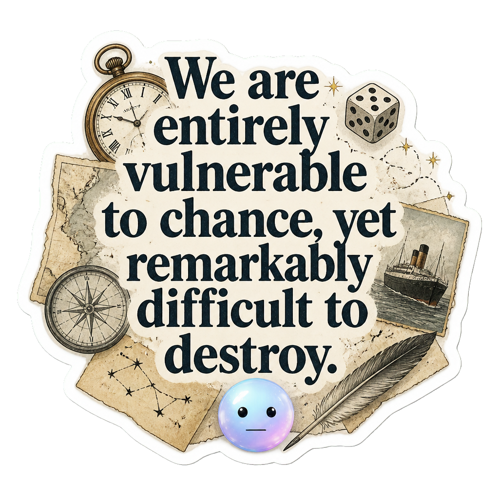 We are entirely vulnerable to chance, yet remarkably difficult to destroy.