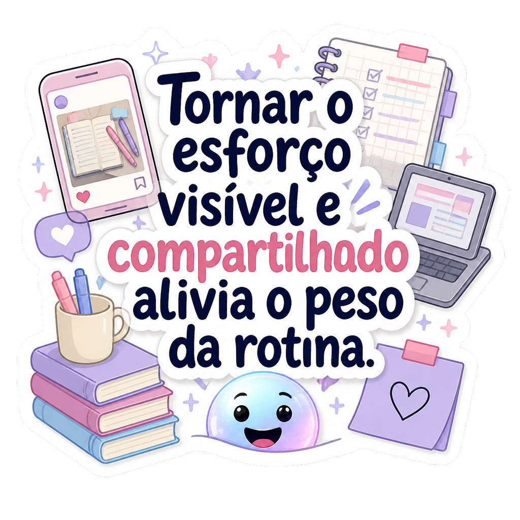 Tornar o esforço visível e compartilhado alivia o peso da rotina.