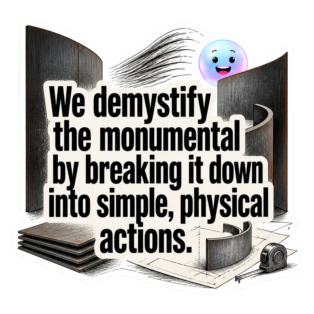 We demystify the monumental by breaking it down into simple, physical actions.