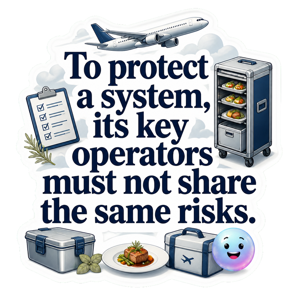 To protect a system, its key operators must not share the same risks.