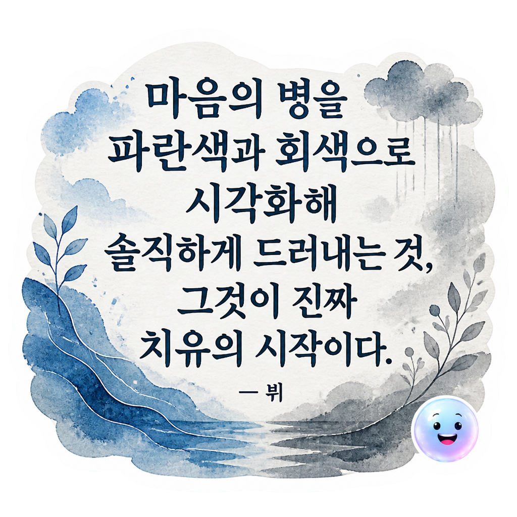 마음의 병을 파란색과 회색으로 시각화해 솔직하게 드러내는 것, 그것이 진짜 치유의 시작이다.
