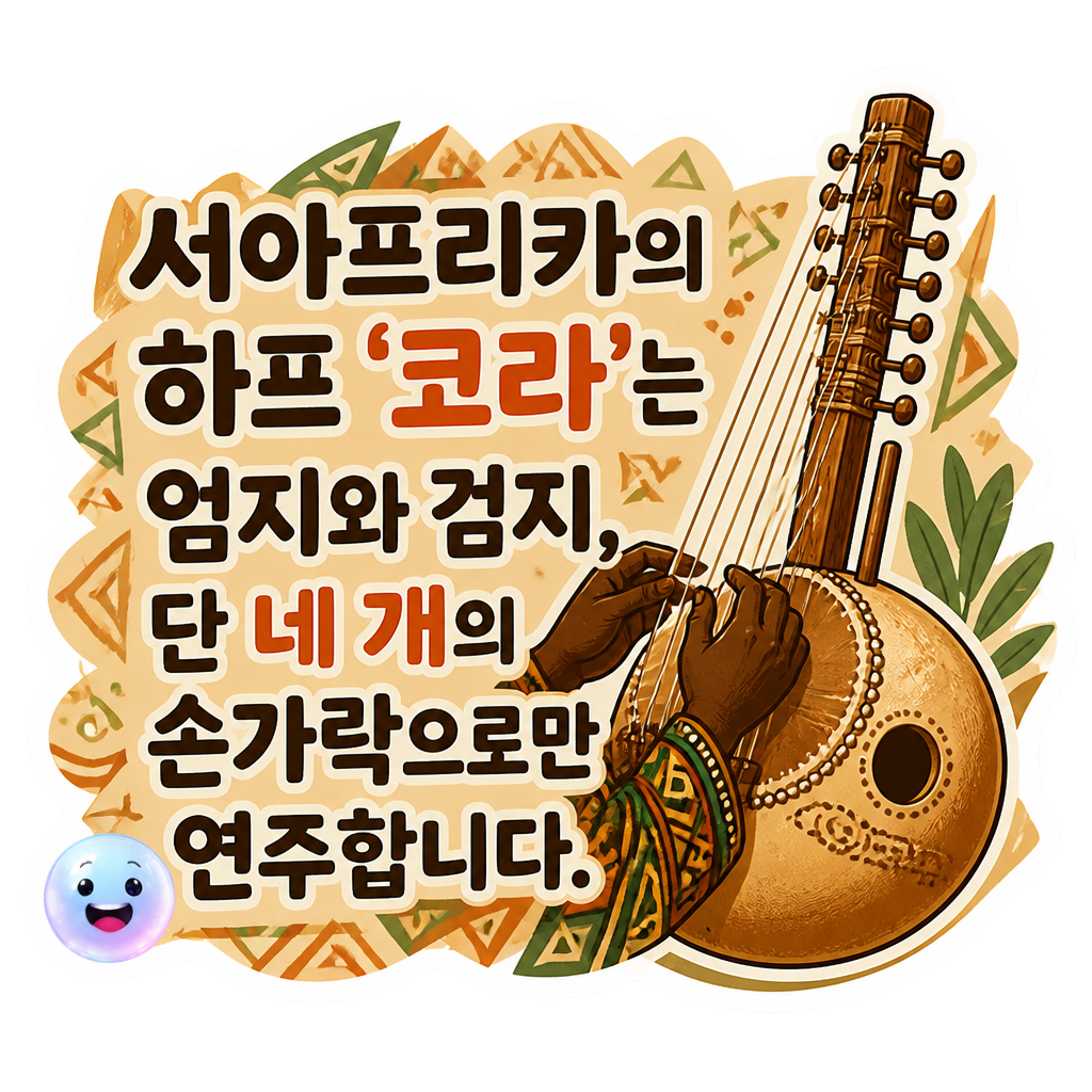 서아프리카의 하프 '코라'는 엄지와 검지, 단 네 개의 손가락으로만 연주합니다.