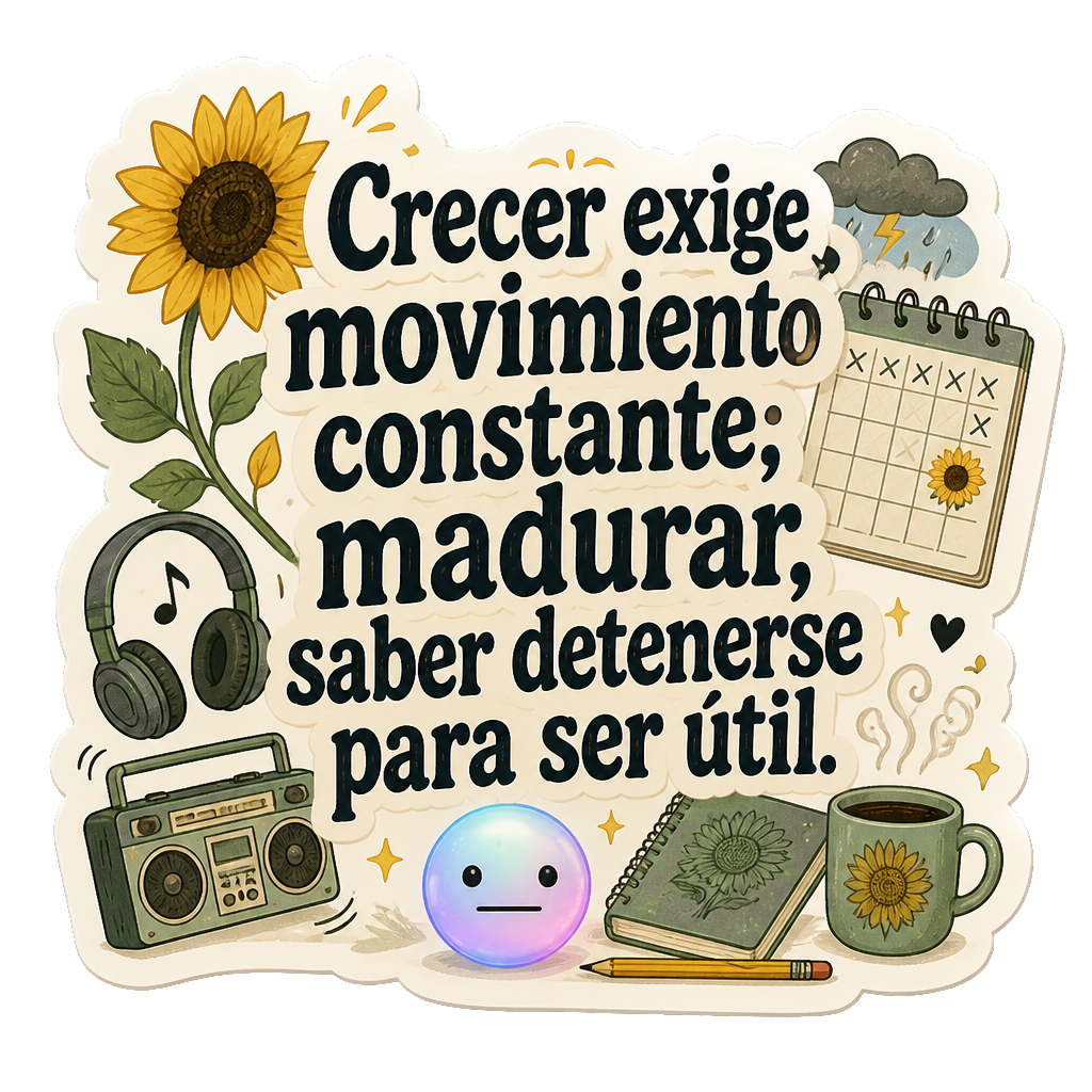 Crecer exige movimiento constante; madurar, saber detenerse para ser útil.