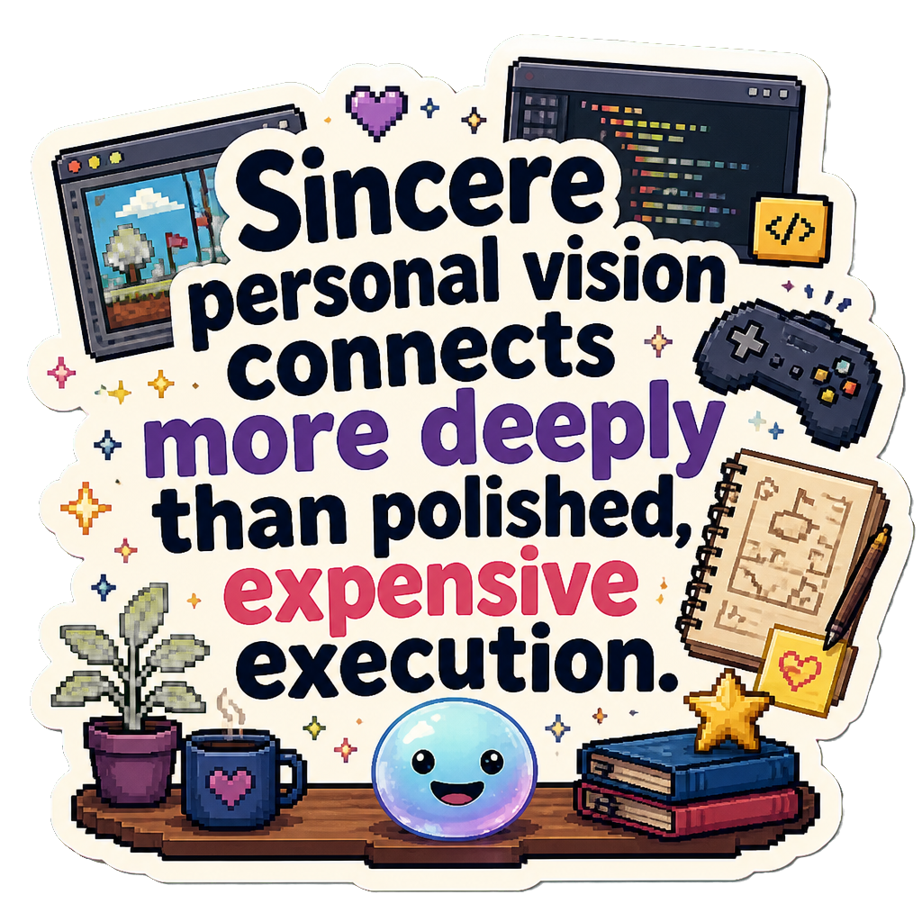 Sincere personal vision connects more deeply than polished, expensive execution.