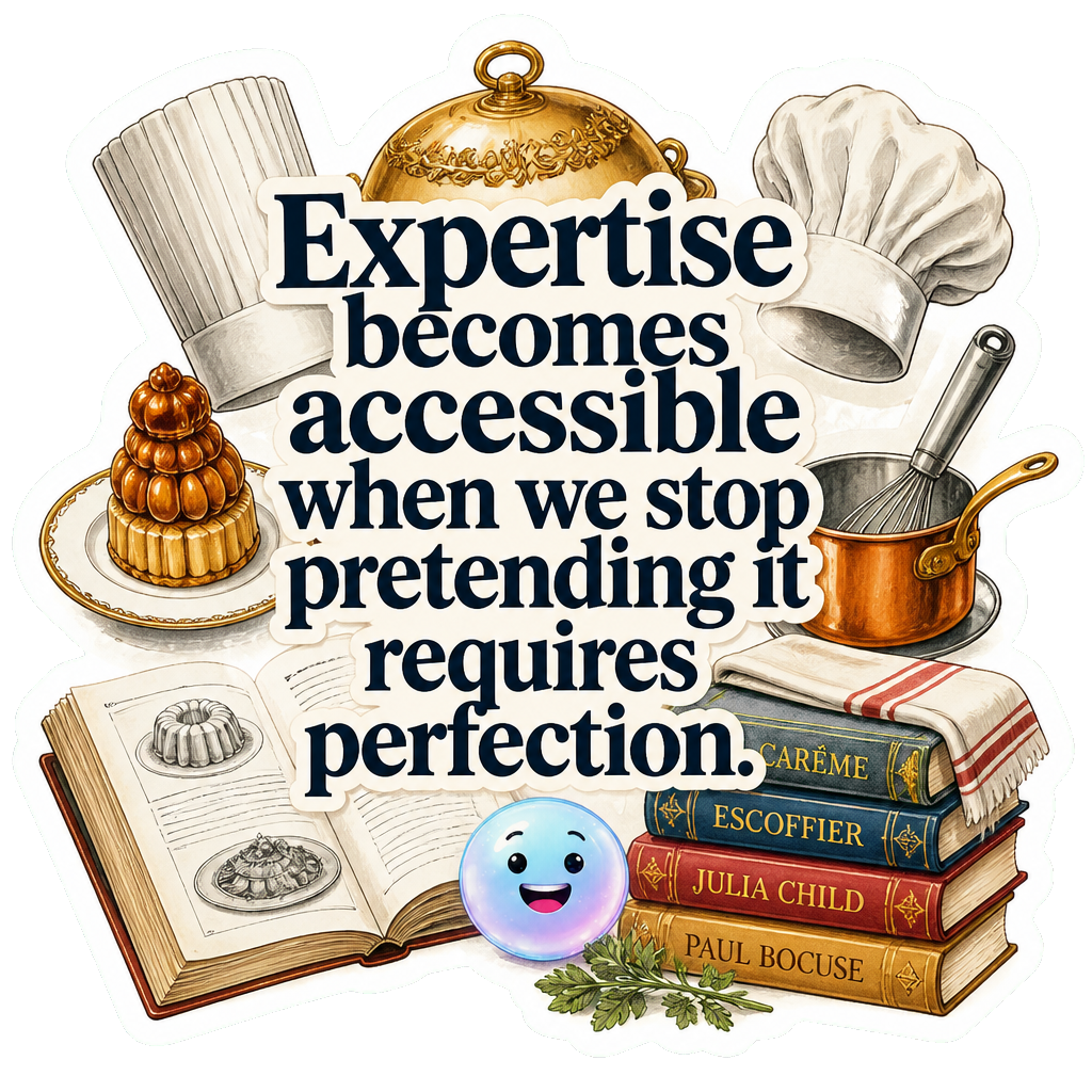 Expertise becomes accessible when we stop pretending it requires perfection.