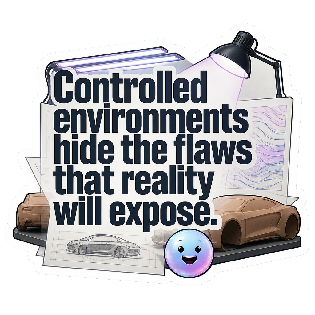 Controlled environments hide the flaws that reality will expose.