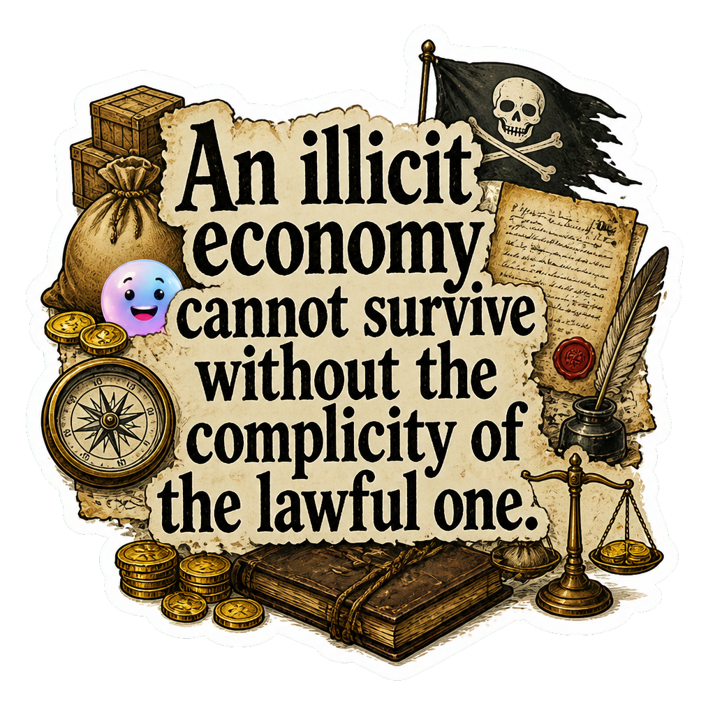 An illicit economy cannot survive without the complicity of the lawful one.