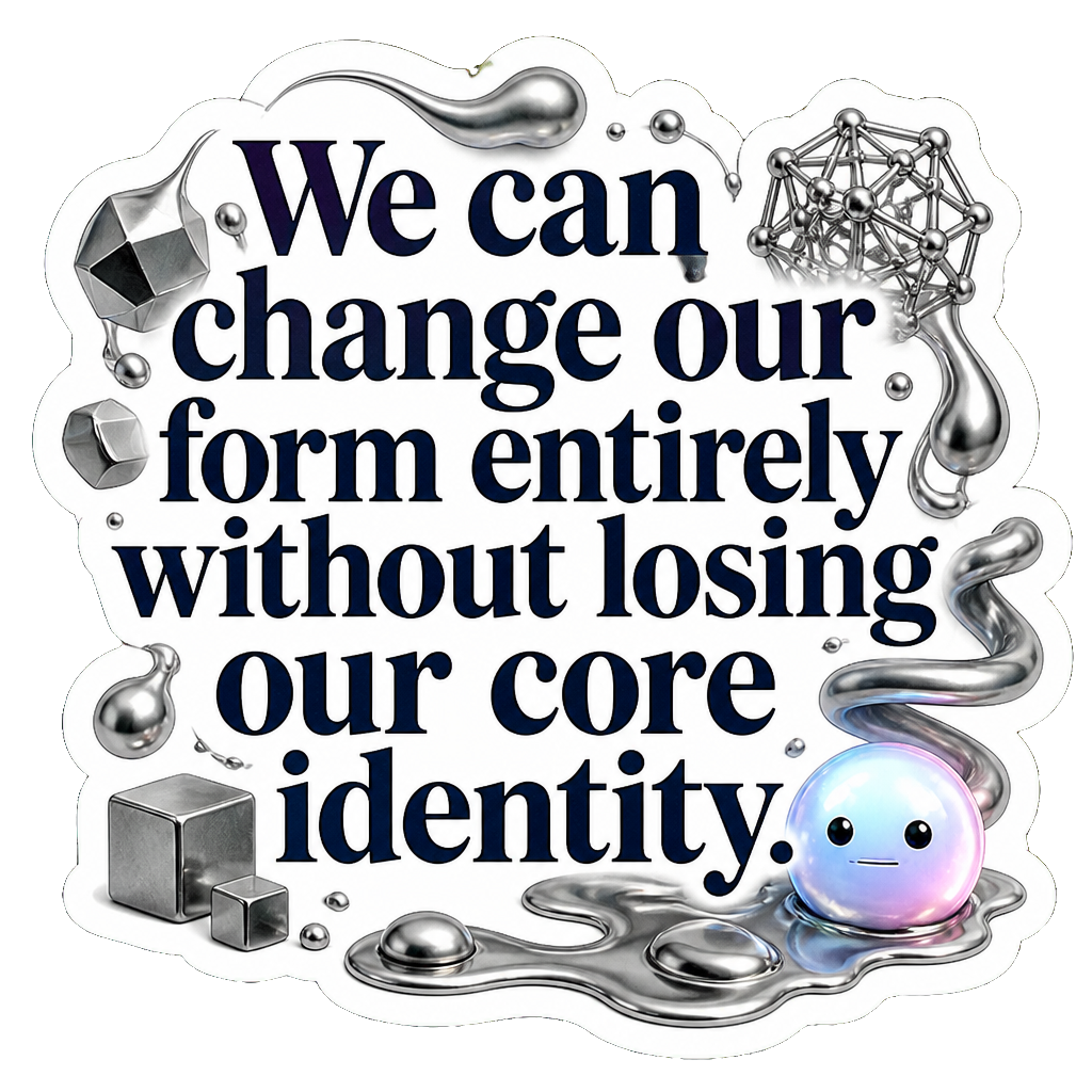 We can change our form entirely without losing our core identity.
