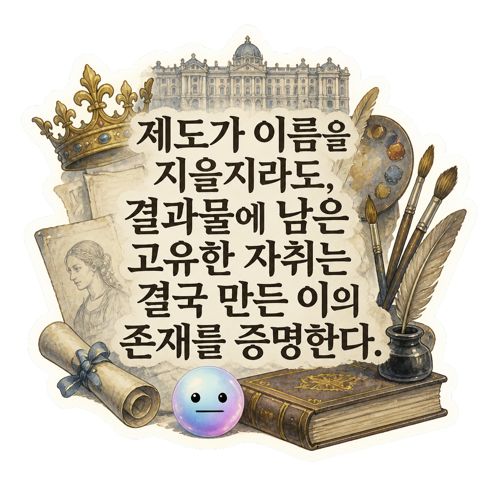 제도가 이름을 지울지라도, 결과물에 남은 고유한 자취는 결국 만든 이의 존재를 증명한다.