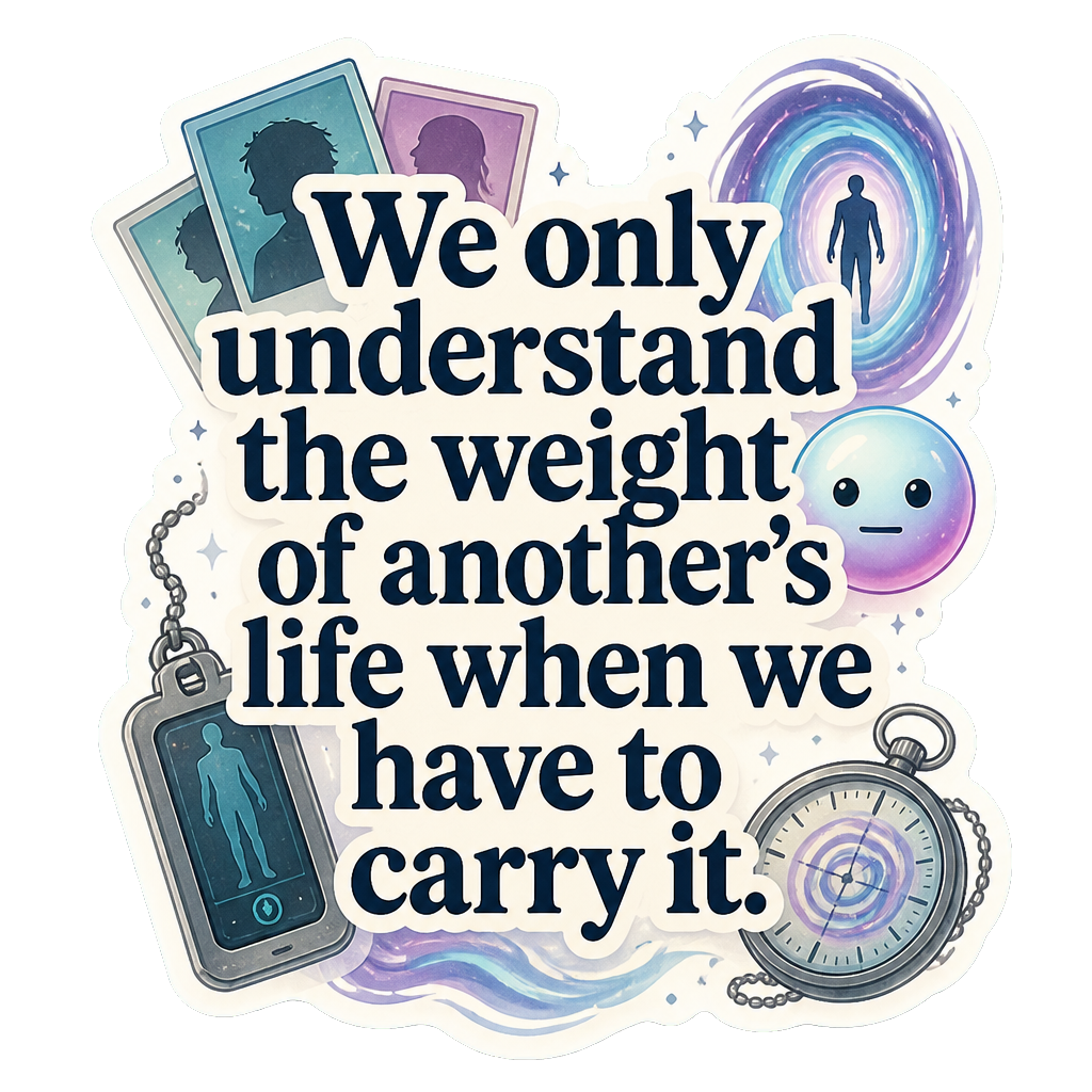 We only understand the weight of another's life when we have to carry it.