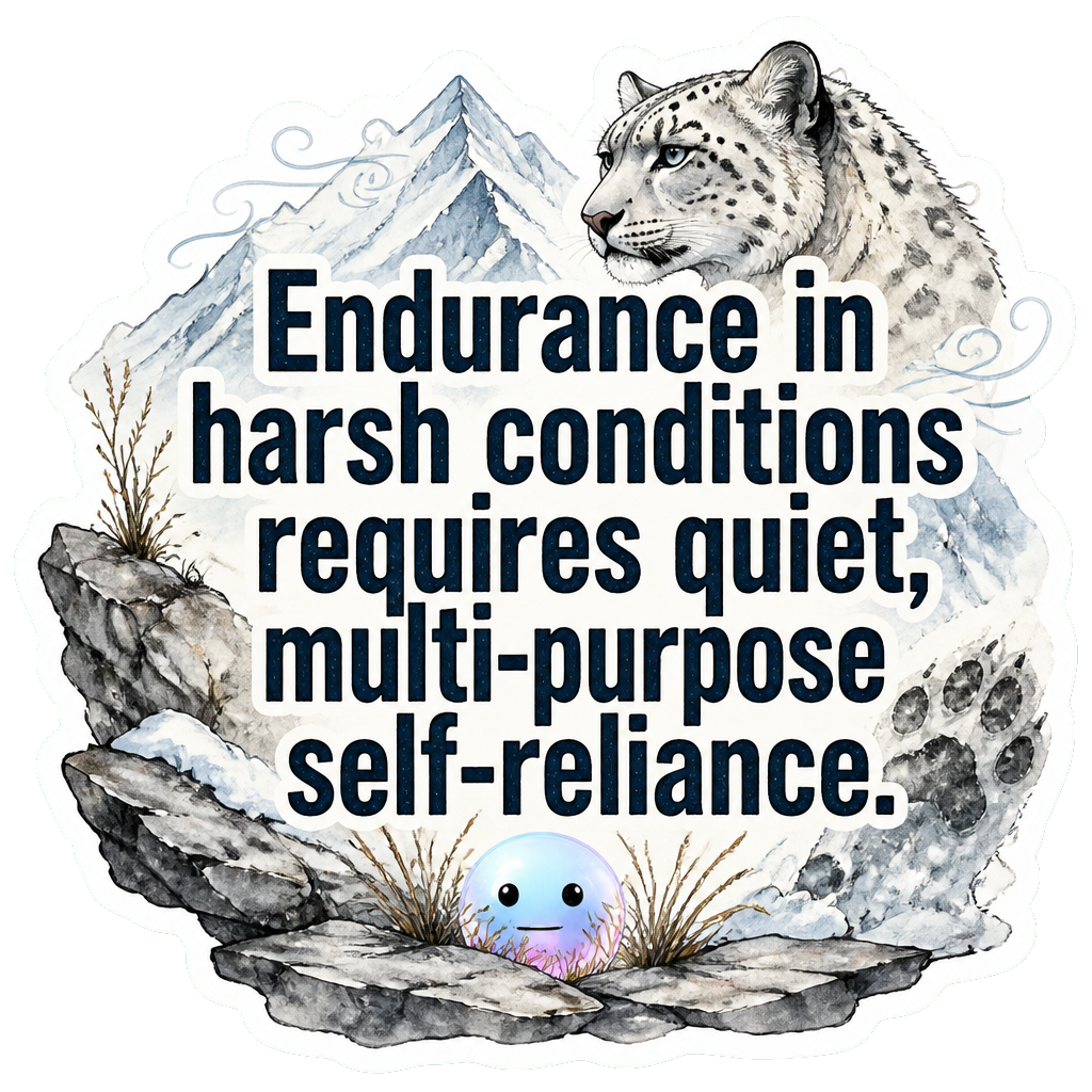 Endurance in harsh conditions requires quiet, multi-purpose self-reliance.