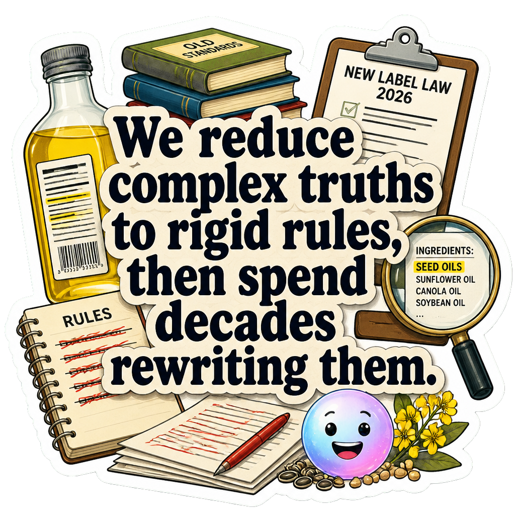 We reduce complex truths to rigid rules, then spend decades rewriting them.