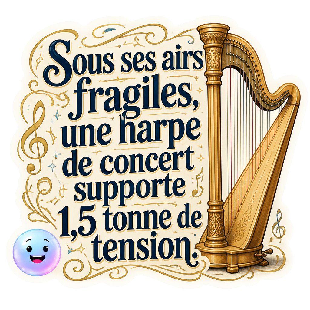 Sous ses airs fragiles, une harpe de concert supporte 1,5 tonne de tension.