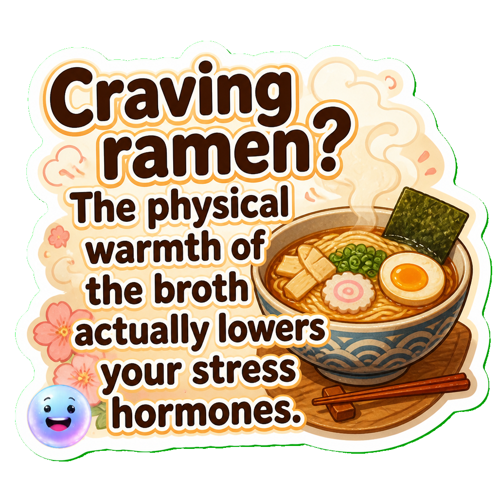 Craving ramen? The physical warmth of the broth actually lowers your stress hormones.