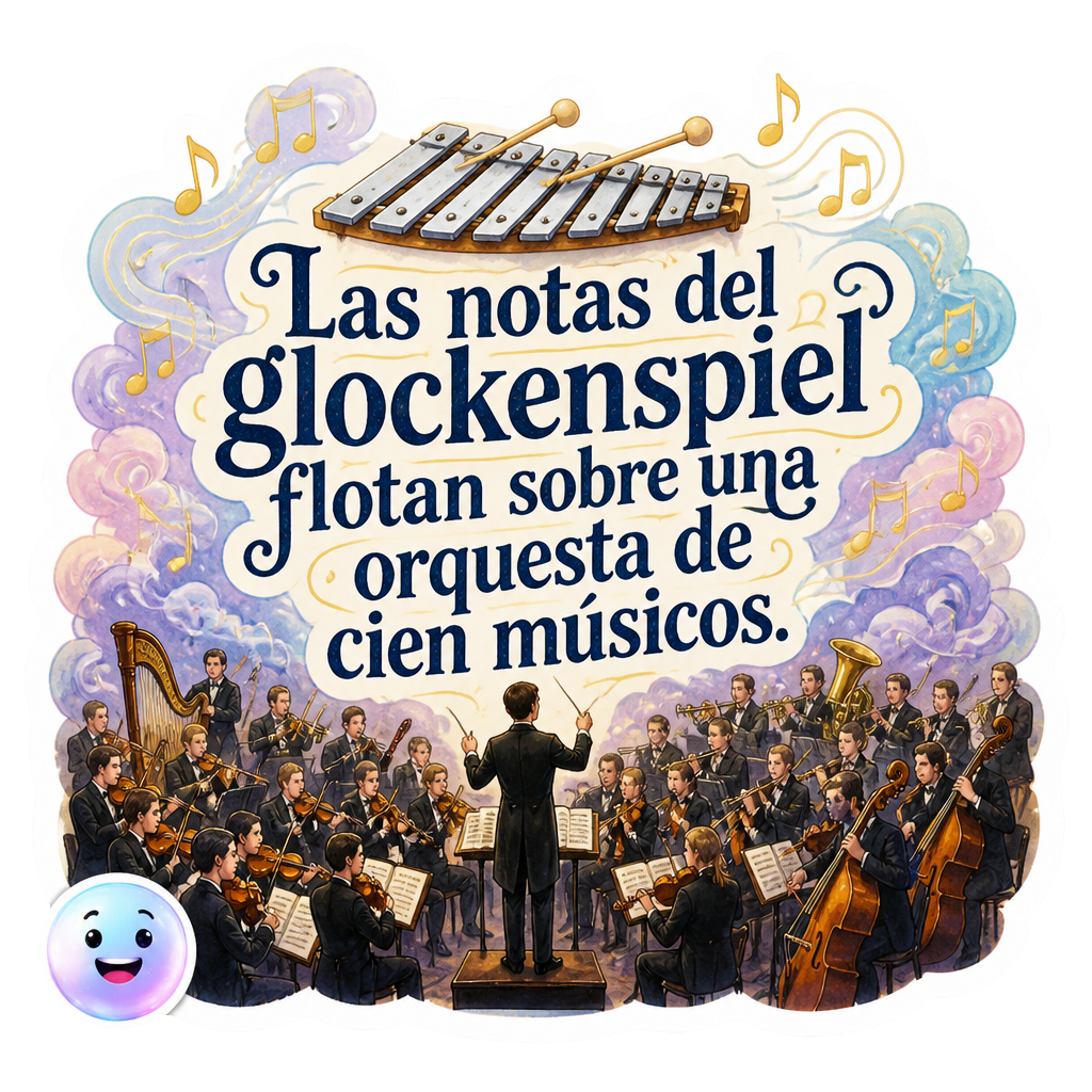 Las notas del glockenspiel flotan sobre una orquesta de cien músicos.