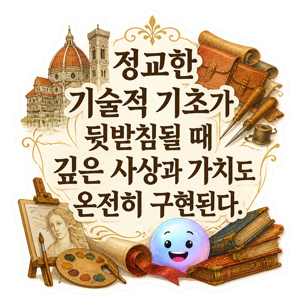 정교한 기술적 기초가 뒷받침될 때 깊은 사상과 가치도 온전히 구현된다.