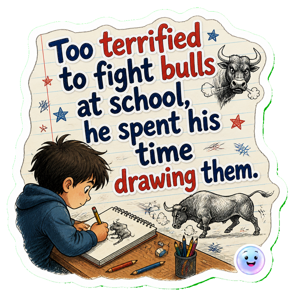 Too terrified to fight bulls at school, he spent his time drawing them.