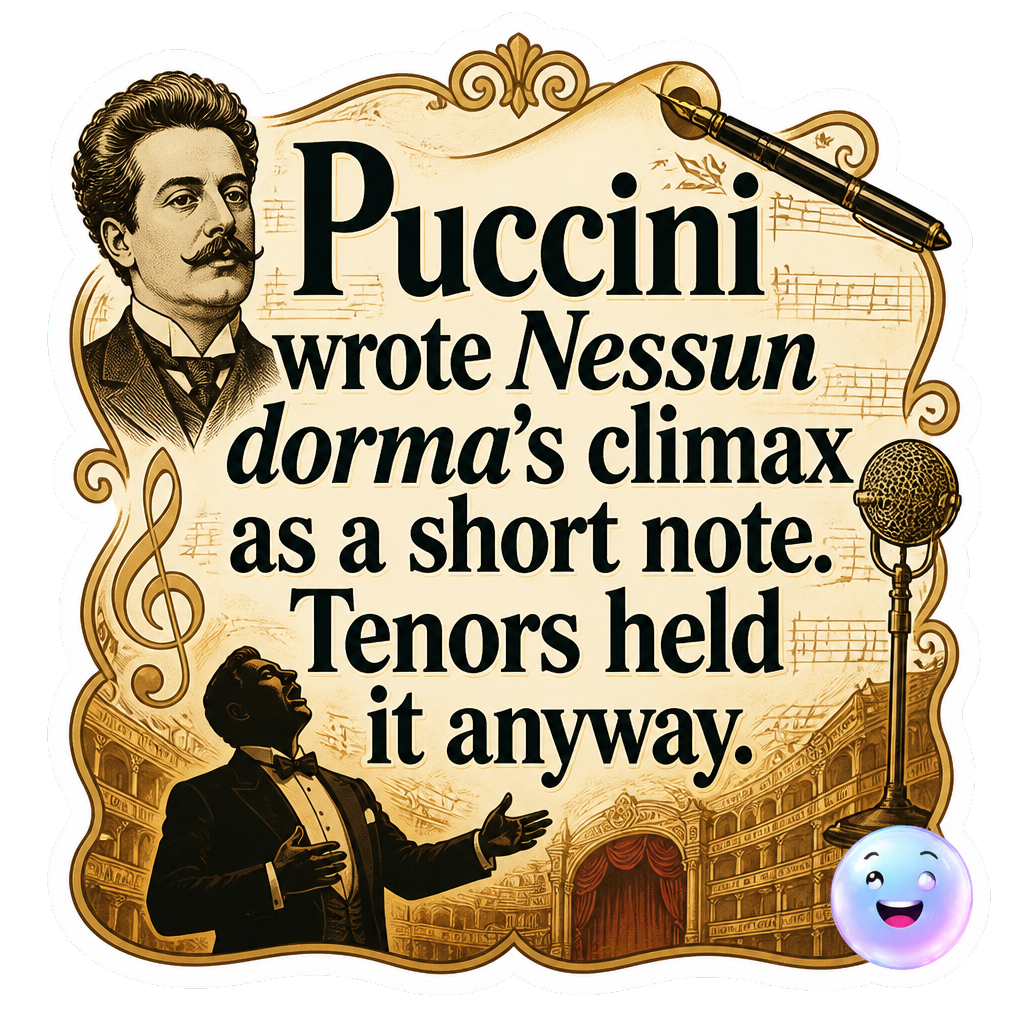 Puccini wrote Nessun dorma's climax as a short note. Tenors held it anyway.
