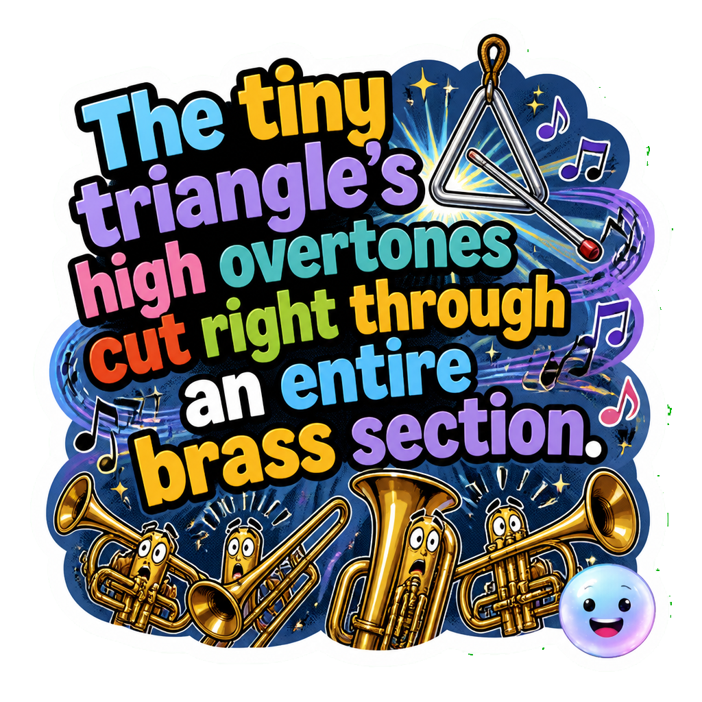 The tiny triangle's high overtones cut right through an entire brass section.