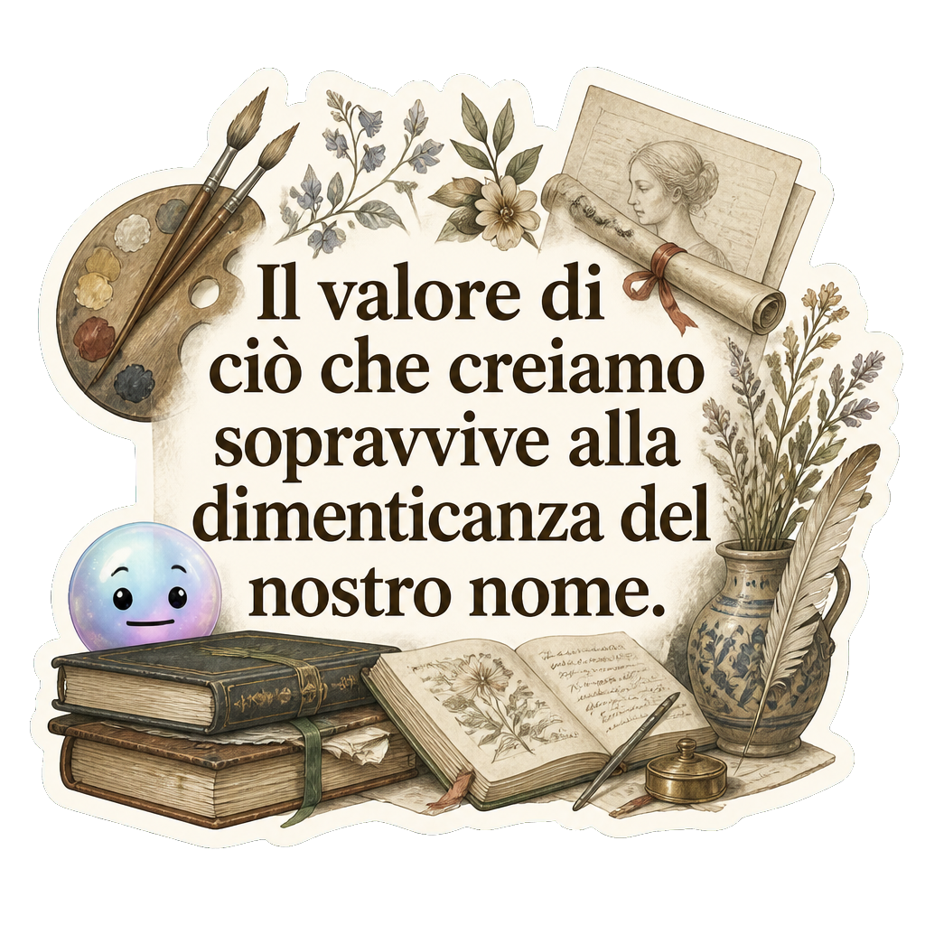 Il valore di ciò che creiamo sopravvive alla dimenticanza del nostro nome.