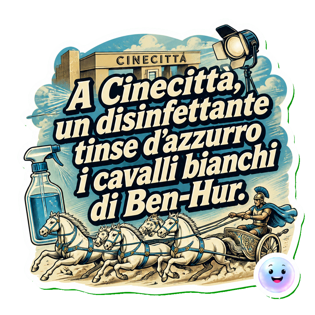 A Cinecittà, un disinfettante tinse d'azzurro i cavalli bianchi di Ben-Hur.
