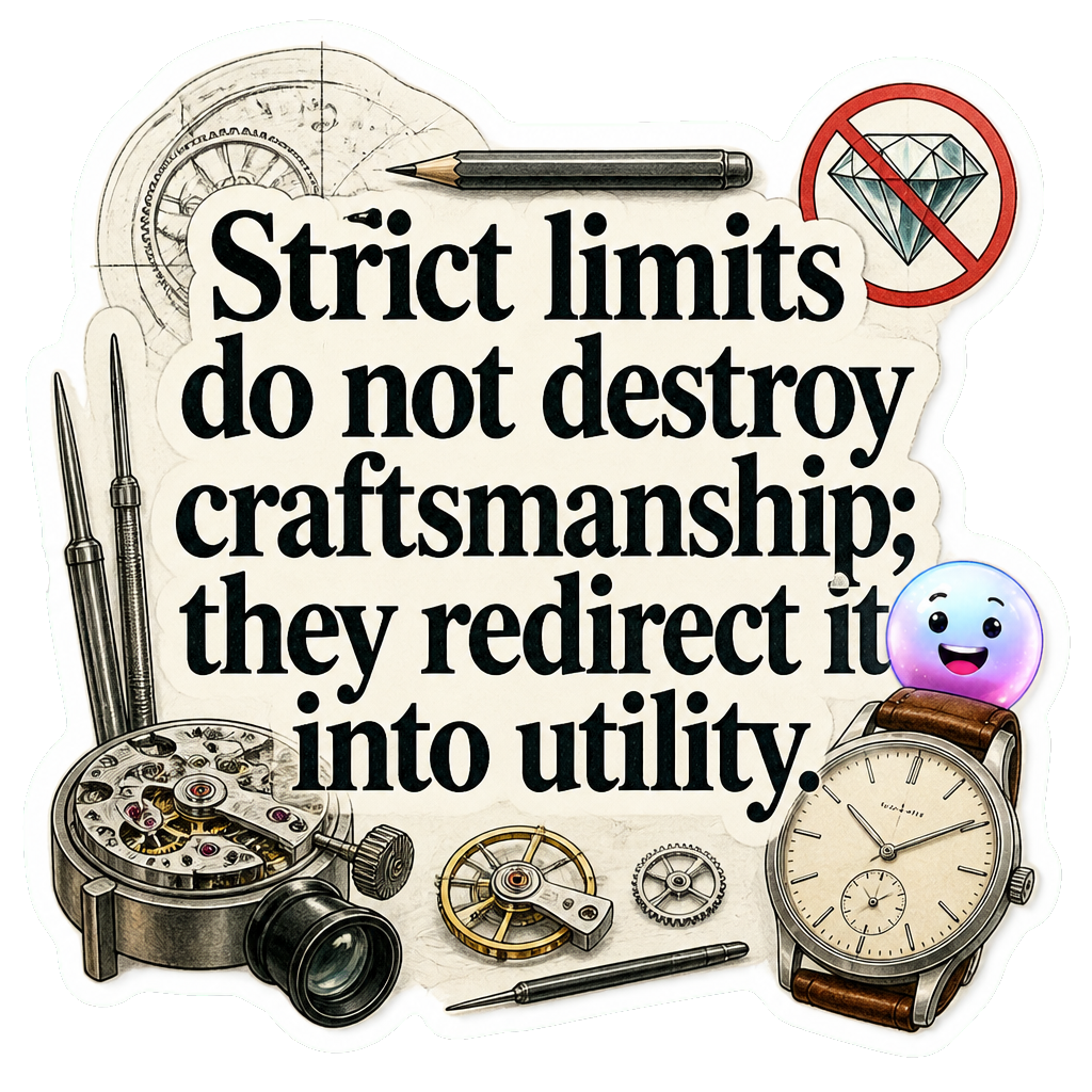 Strict limits do not destroy craftsmanship; they redirect it into utility.