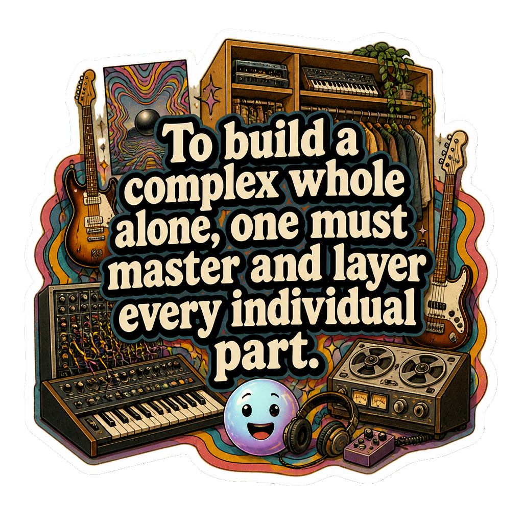 To build a complex whole alone, one must master and layer every individual part.