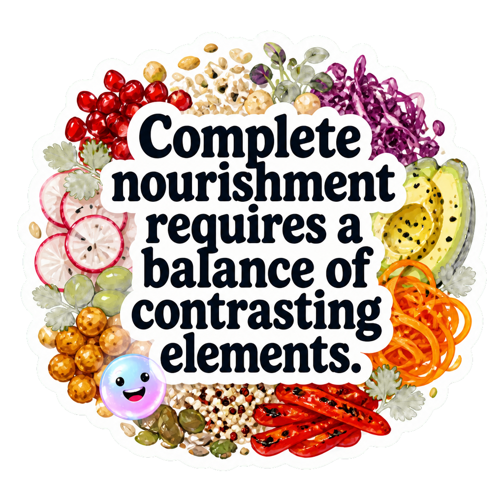 Complete nourishment requires a balance of contrasting elements.