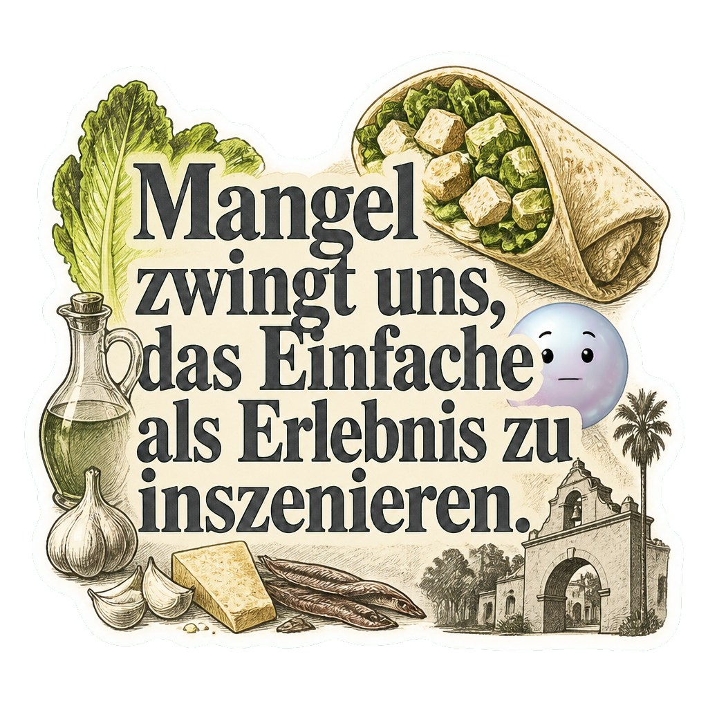 Mangel zwingt uns, das Einfache als Erlebnis zu inszenieren.