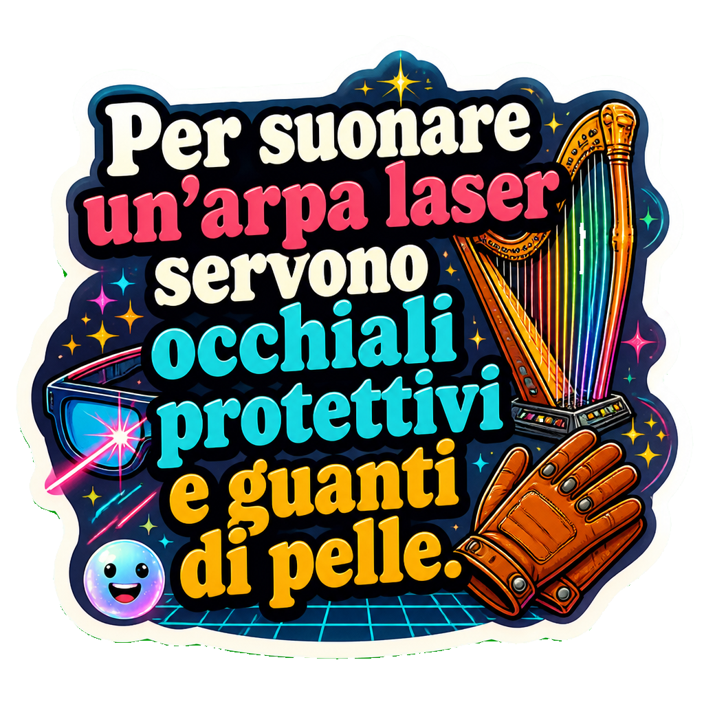 Per suonare un'arpa laser servono occhiali protettivi e guanti di pelle.