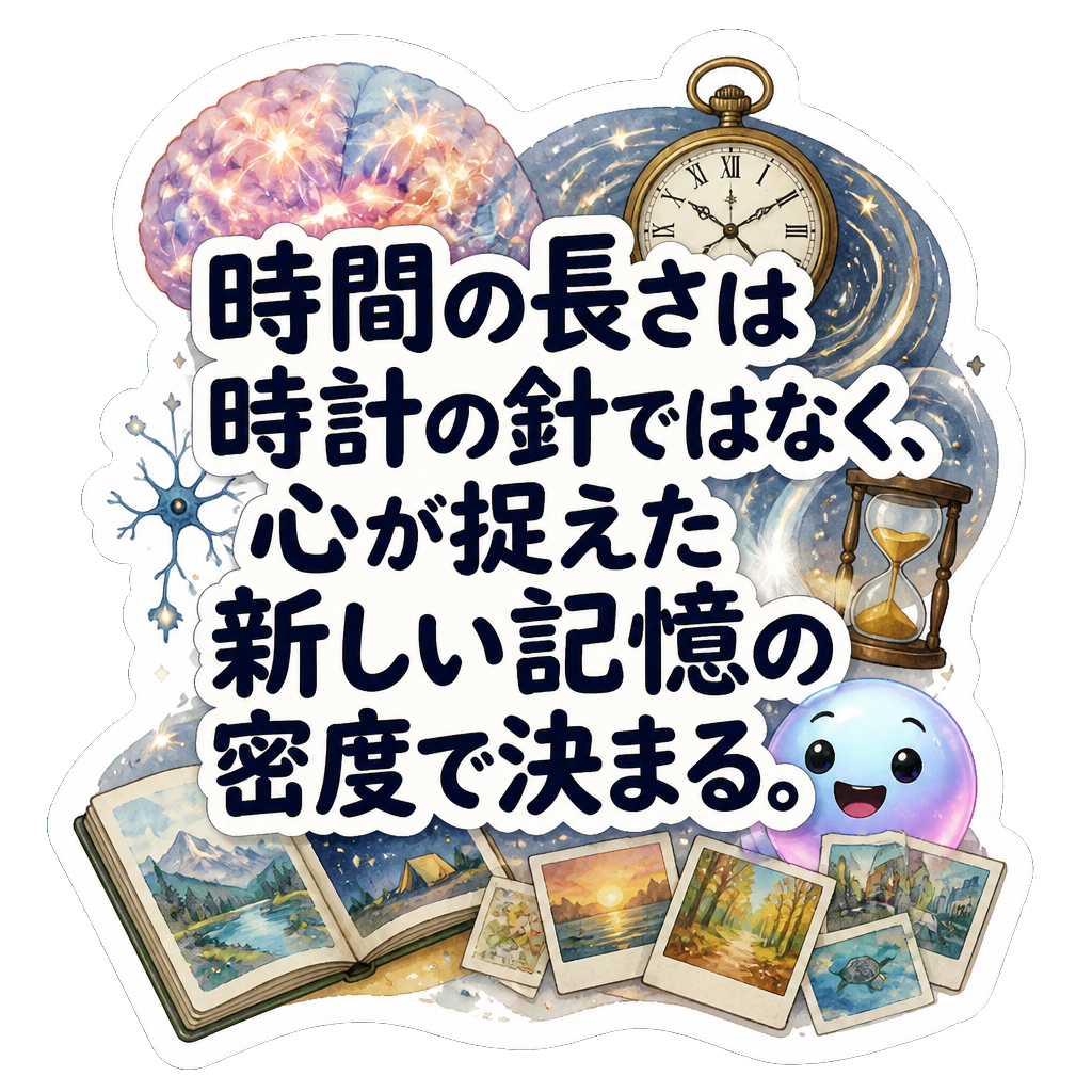 時間の長さは時計の針ではなく、心が捉えた新しい記憶の密度で決まる。