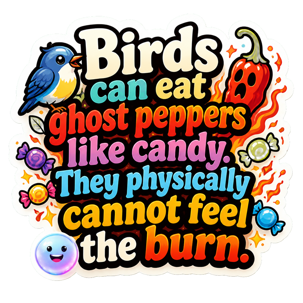 Birds can eat ghost peppers like candy. They physically cannot feel the burn.