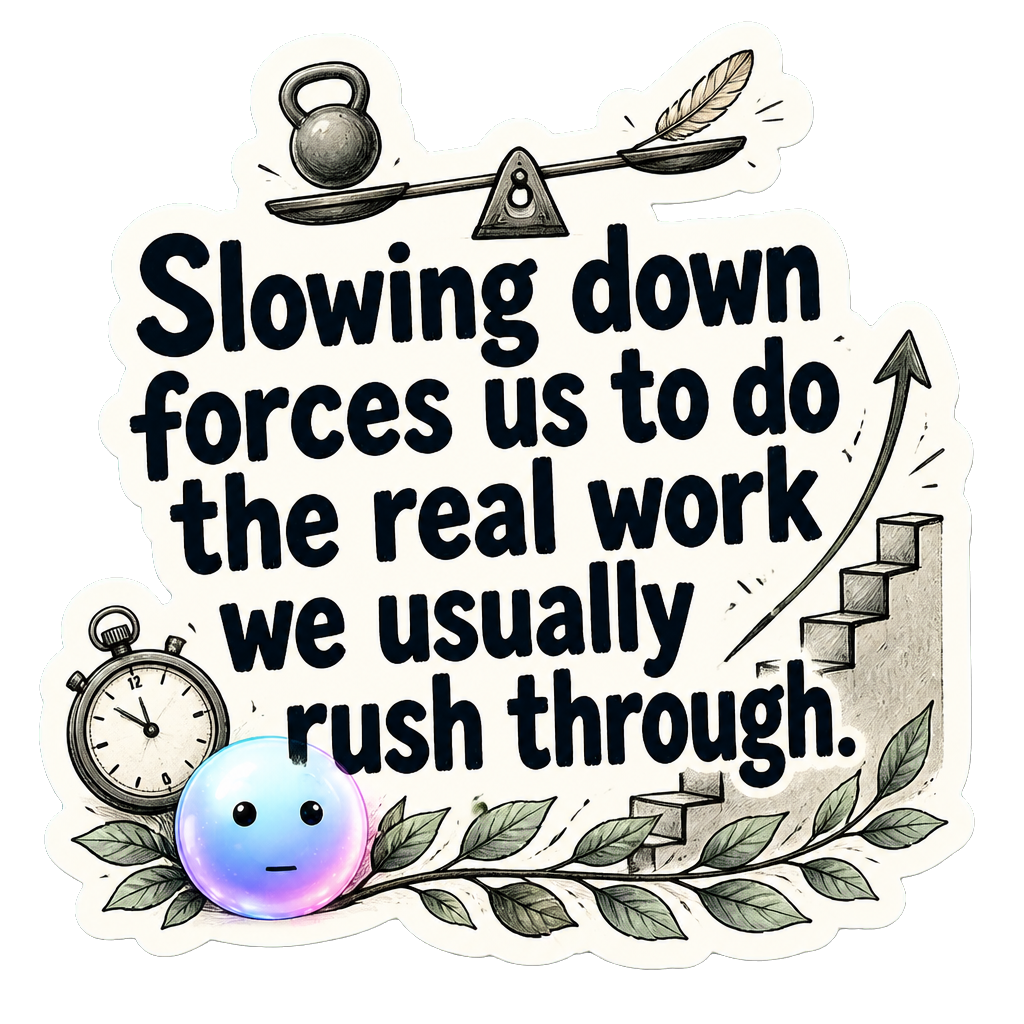Slowing down forces us to do the real work we usually rush through.