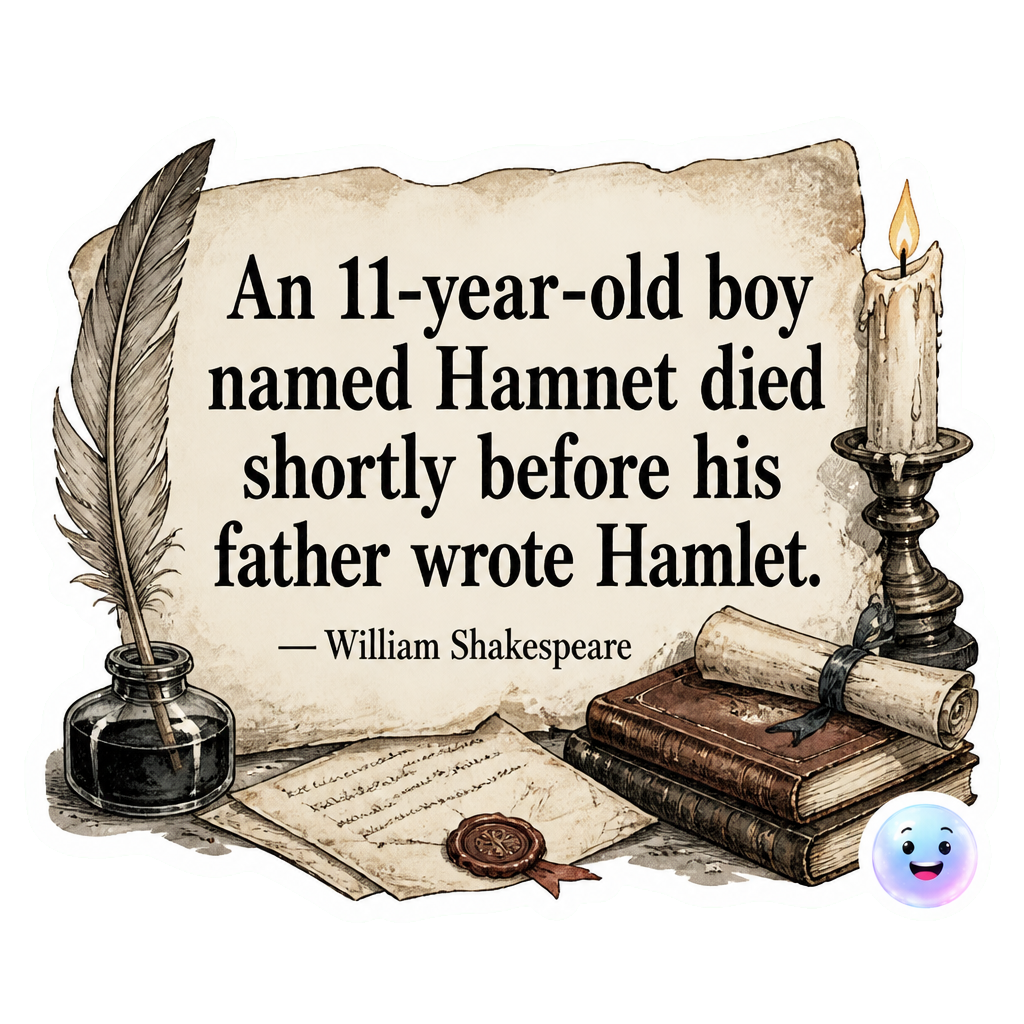 An 11-year-old boy named Hamnet died shortly before his father wrote Hamlet.