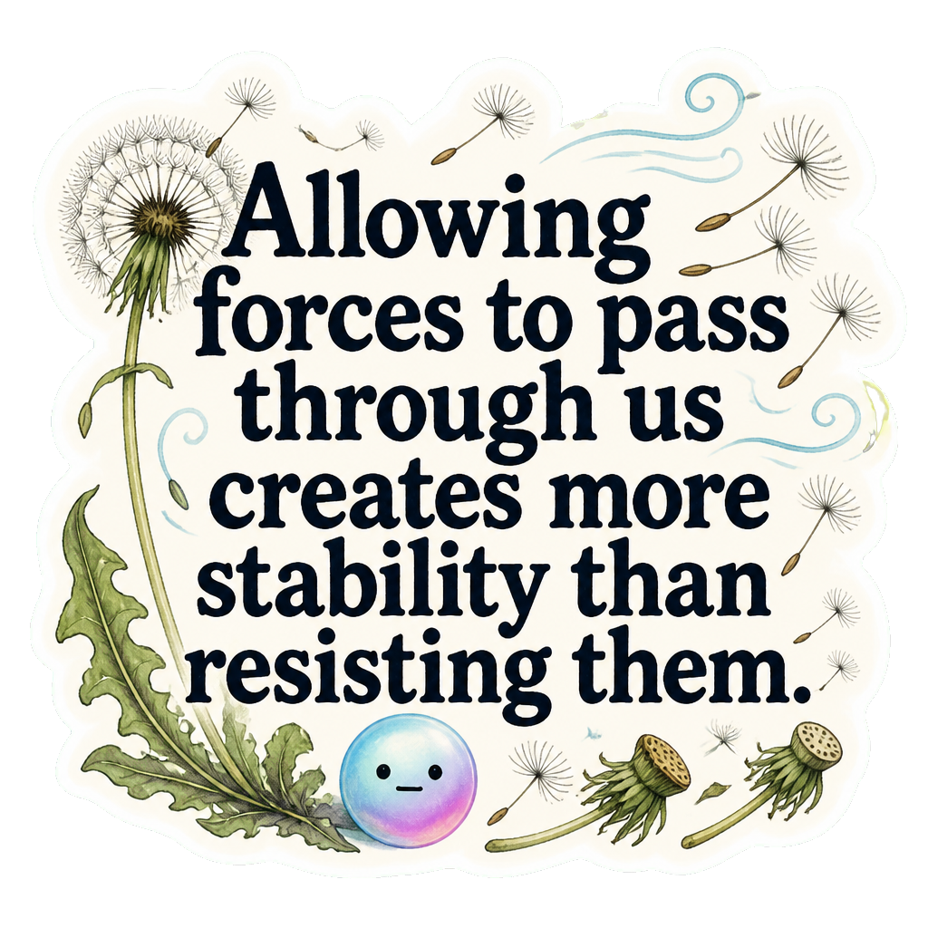 Allowing forces to pass through us creates more stability than resisting them.