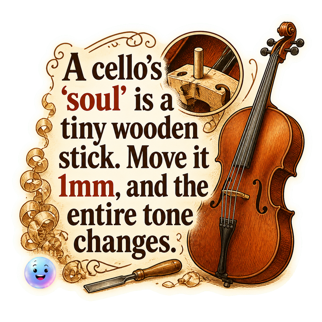 A cello's 'soul' is a tiny wooden stick. Move it 1mm, and the entire tone changes.