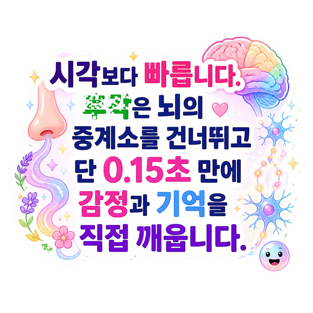 시각보다 빠릅니다. 후각은 뇌의 중계소를 건너뛰고 단 0.15초 만에 감정과 기억을 직접 깨웁니다.