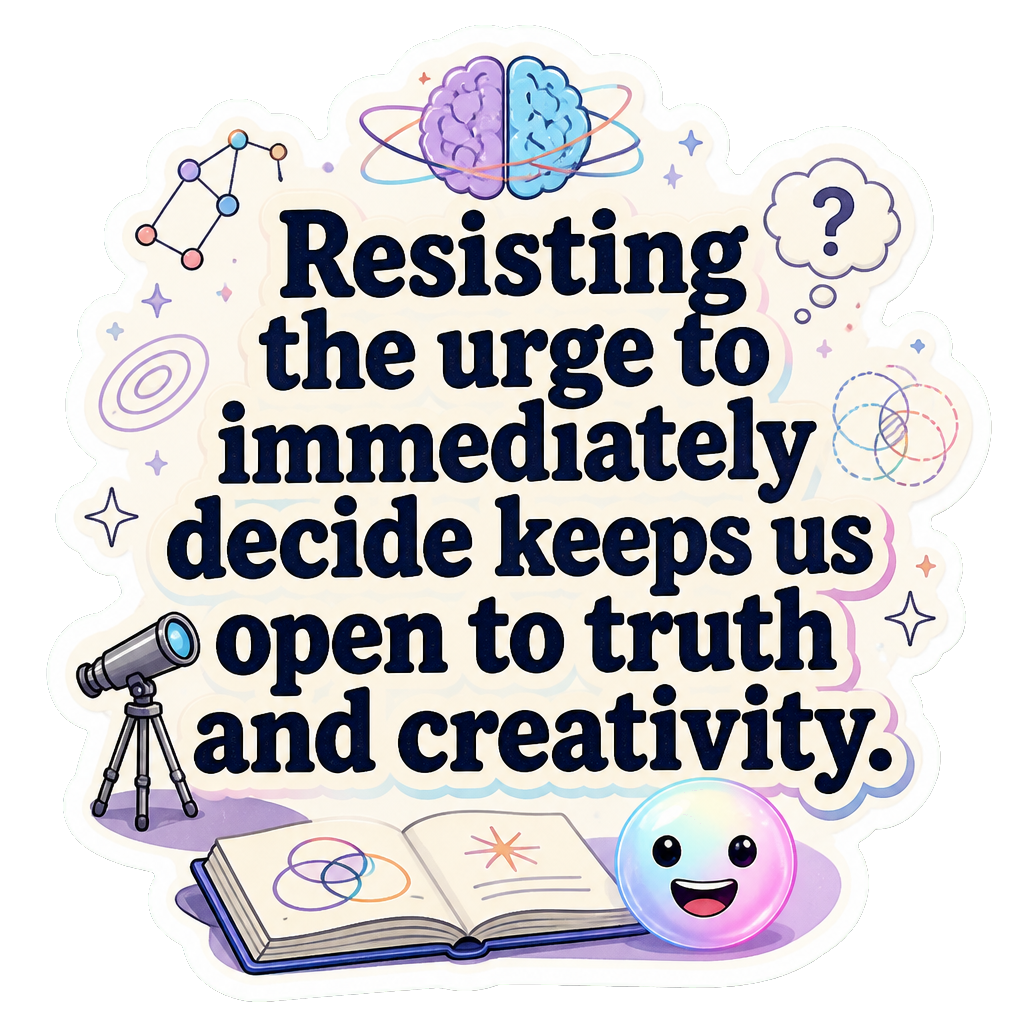 Resisting the urge to immediately decide keeps us open to truth and creativity.